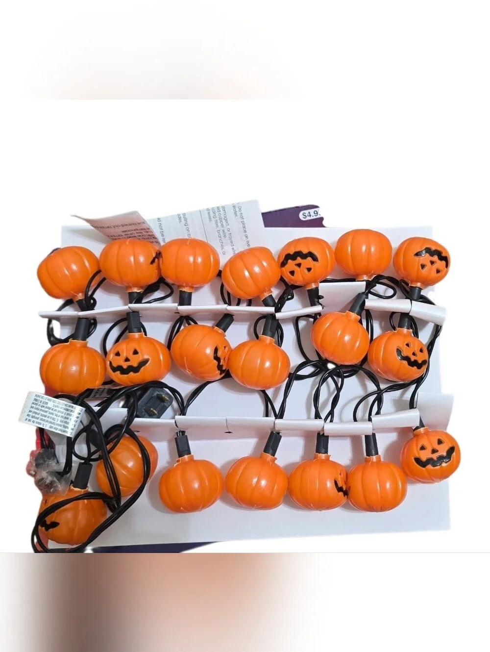 NIB Vintage Hobby Lobby Orange Jack-O-Lantern Mini Light String